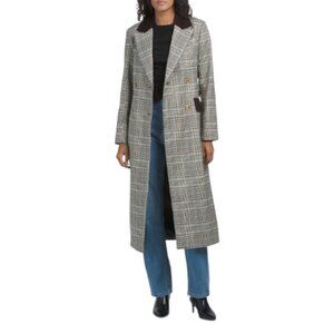 7 FOR ALL MANKIND Tartan Hourglass Coat With Combo Collar And Flaps